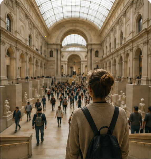 Overwhelming crowds inside the Louvre