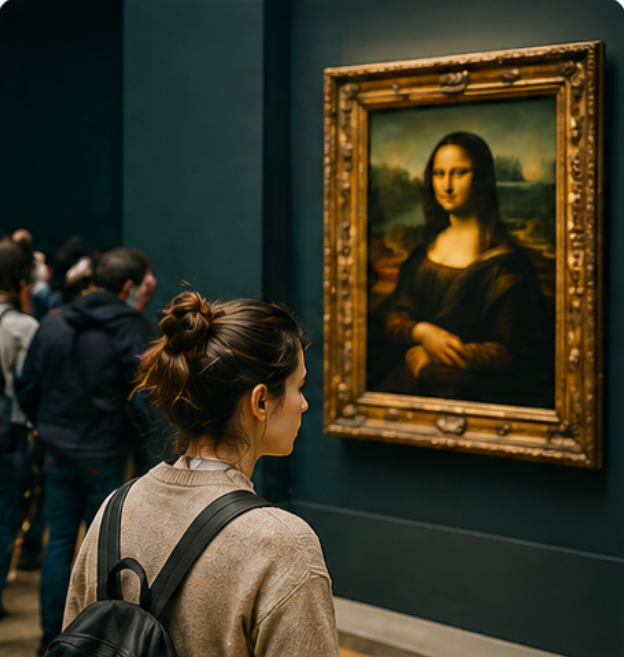Disappointed visitor leaving the Louvre